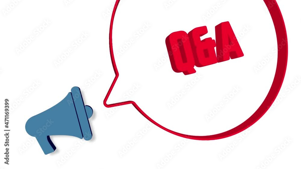 Leinwandbilder megaphone with speech bubble in 3d style on white background. q and a text. loudspeaker. 4k video mo