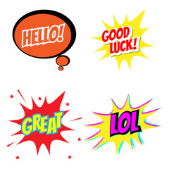 Set of colorful comic speech bubbles