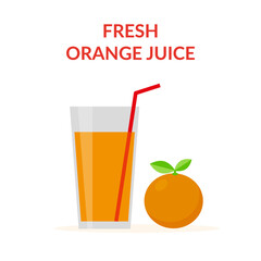 Fresh orange juice on white background