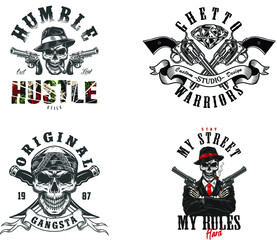Set of gangster emblems Free Vector
