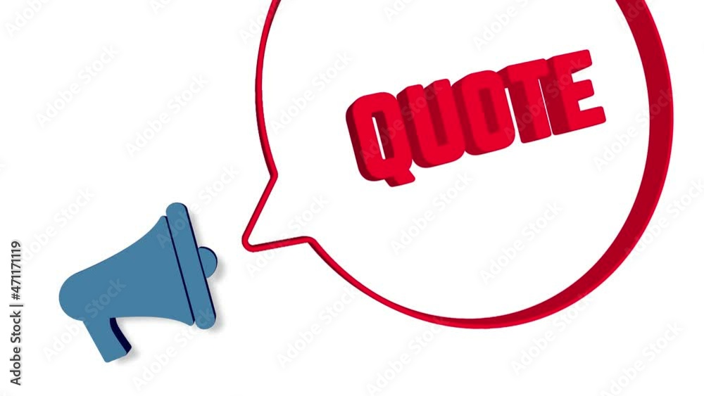 Poster megaphone with speech bubble in 3d style on white background. quote text. loudspeaker. 4k video moti