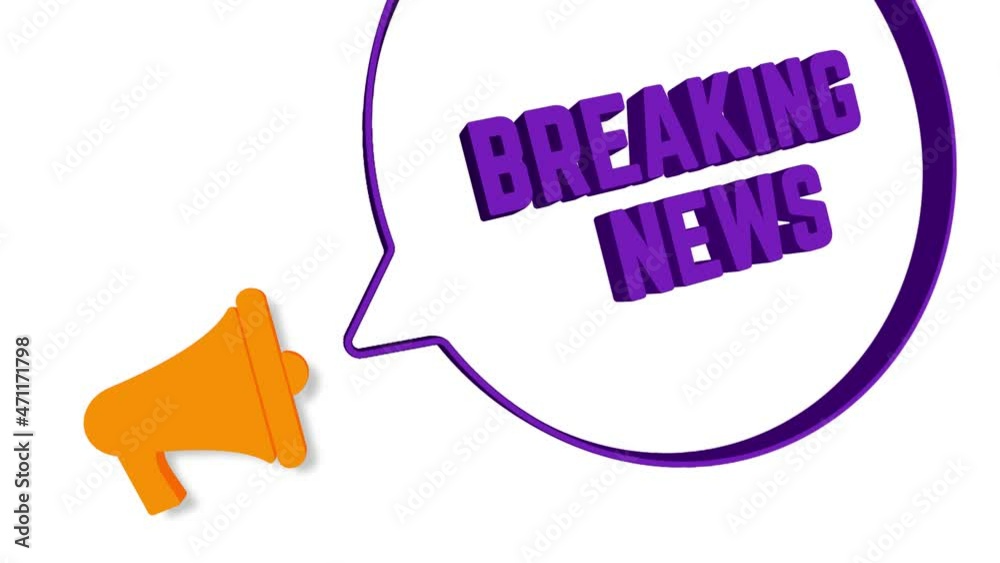 Aufkleber Megaphone with speech bubble in 3d style on white background. Breaking news text. Loudspeaker. 4K video motion graphic