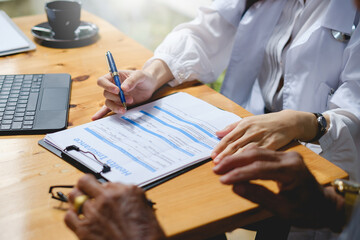 Doctor explain Healthcare and medical. Adult man seeks medical advice about his health and future...