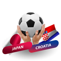 Soccer football competition match, national teams japan vs croatia