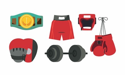 Obraz na płótnie Canvas Boxing equipment tools logo vector