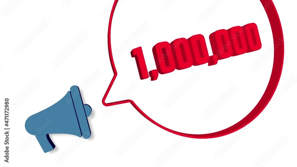 Aufkleber megaphone with speech bubble in 3d style on white background. number one million. 1000000 subscriber