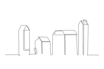 Single line drawing of skyline. Town and buildings landscape model. Best holiday destination wall decor art. Editable trendy continuous line draw design vector illustration