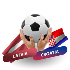 Soccer football competition match, national teams latvia vs croatia - obrazy, fototapety, plakaty
