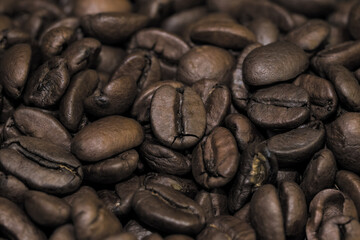 detail of roasted coffee beans