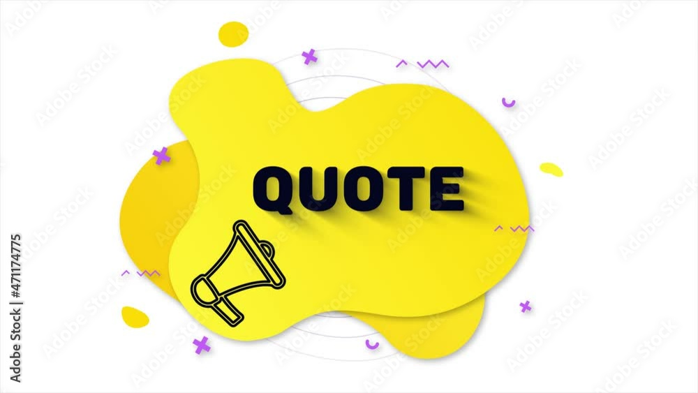 Poster black megaphone with text quote. memphis style banner with abstract geometric shapes on yellow backg