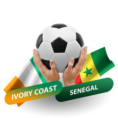 Soccer football competition match, national teams ivory coast vs senegal