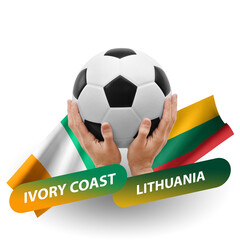 Soccer football competition match, national teams ivory coast vs lithuania