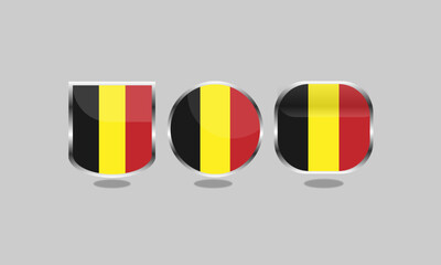 Belgium Flag Icon Badge Sets