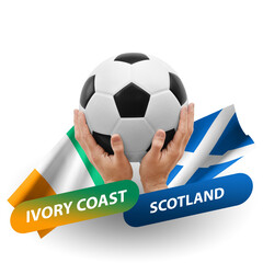 Soccer football competition match, national teams ivory coast vs scotland