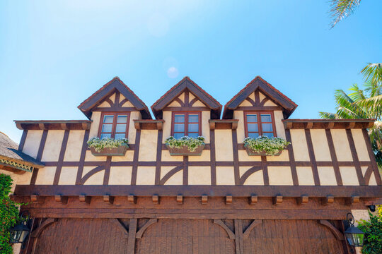 Country Craftsman House In A Low Angle View At La Jolla, California