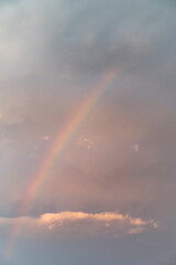 Fototapeta na wymiar Rainbow on a cloudy sky, Howrah, West Bengal, India