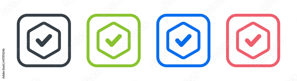 Poster Check mark button icon. Tick mark icon isolated on white background.