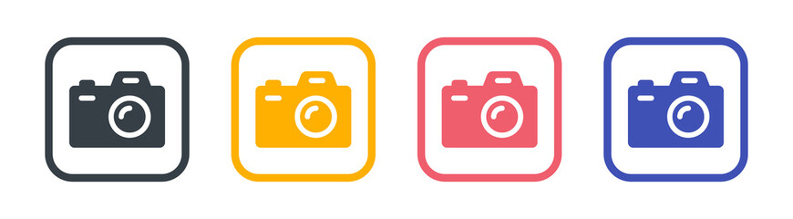 Camera icon. Photo camera icon set isolated on white background.