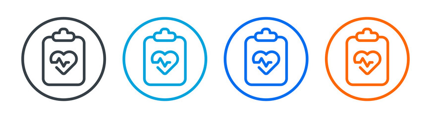 Cardio medical report icon set. Healthcare concept