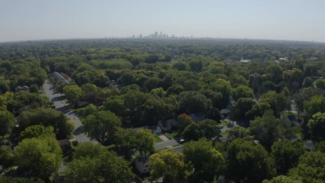 Minneapolis Minnesota Suburbs with Skyline View Aerial