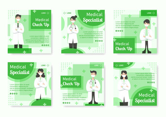 Medical Healthcare Flat Design Illustration Post Editable of Square Background Suitable for Social media, Feed, Card, Greetings and Web Internet Ads Template