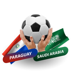 Soccer football competition match, national teams paraguay vs saudi arabia