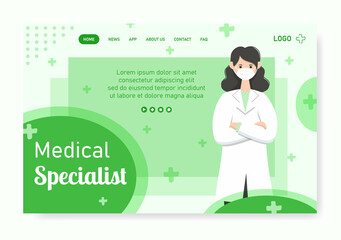 Medical Healthcare Flat Design Illustration Landing Page Editable of Square Background Suitable for Social media, Feed, Card, Greetings, Print and Web Internet Ads Template