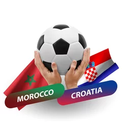 Zelfklevend Fotobehang Soccer football competition match, national teams morocco vs croatia © prehistorik