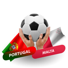 Soccer football competition match, national teams portugal vs malta