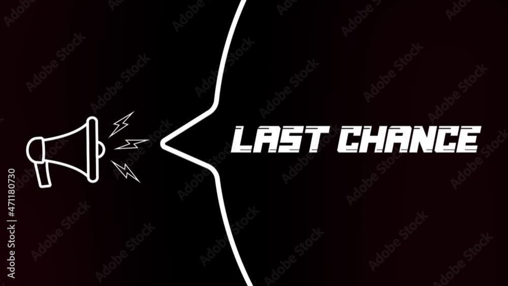 Aufkleber megaphone with speech bubble and the last chance text on old tv glitch interference screen. animatio