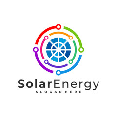 Tech Solar logo vector template, Creative Solar panel energy logo design concepts