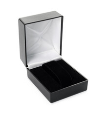 Empty stylish jewelry box isolated on white