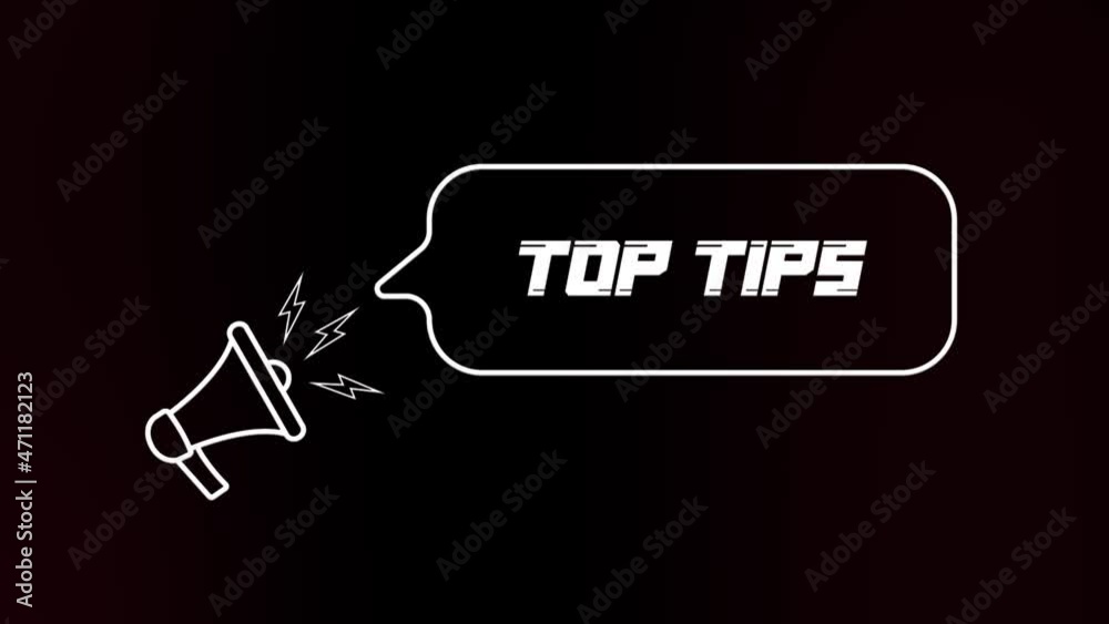 Leinwandbilder megaphone with speech bubble and the top tips text on old tv glitch interference screen. animation o