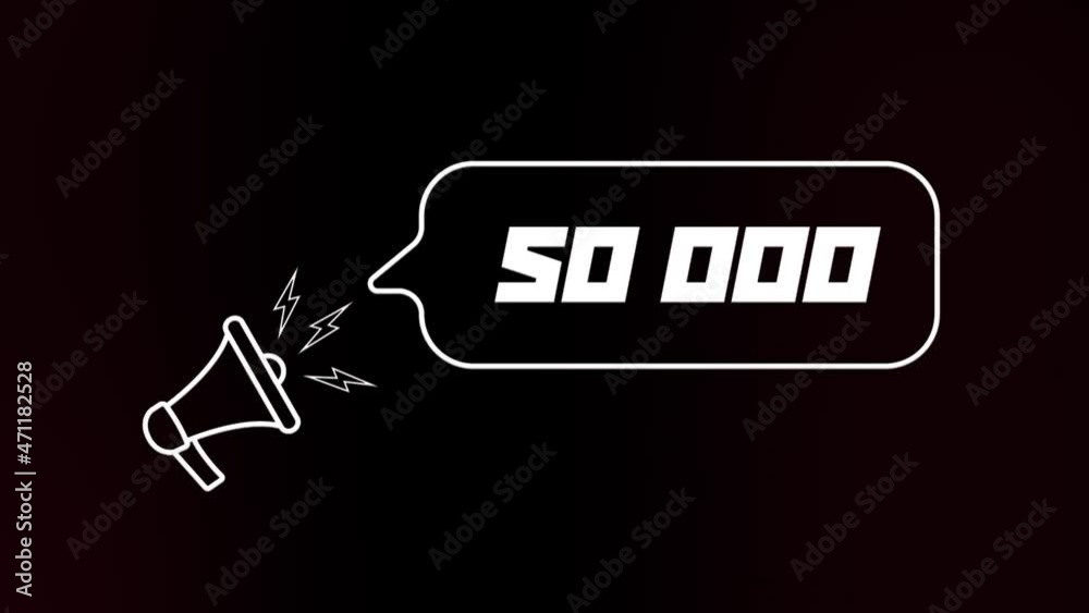 Leinwandbilder megaphone with speech bubble and the number 50k on old tv glitch interference screen. animation of r