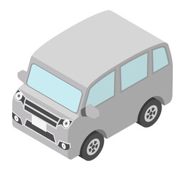 Isometric car icon - gray minivan