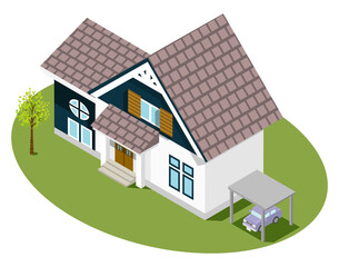 Isometric residential house - retro style