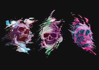 abstract skull pack, printable graphic for your project, available on AI, EPS,and JPEG.