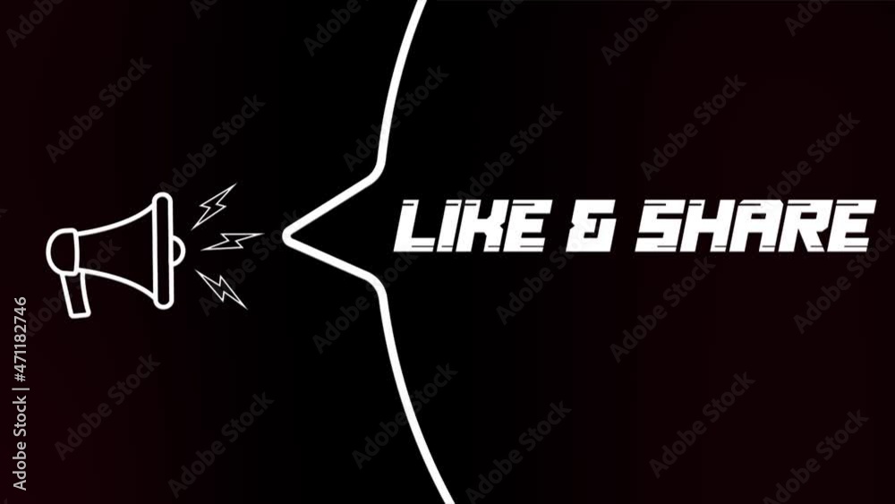 Leinwandbilder Megaphone with speech bubble and Like Share text on old tv glitch interference screen. Animation of retro like share text. 4K video motion graphic