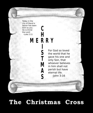 merry christmas greeting card  in the shape of the cross 