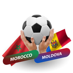 Soccer football competition match, national teams morocco vs moldova
