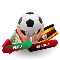 Soccer football competition match, national teams peru vs uganda
