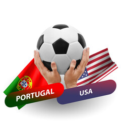 Soccer football competition match, national teams portugal vs usa