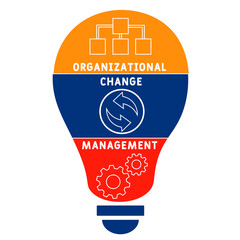 OCM - Organizational Change Management acronym. business concept background.  vector illustration concept with keywords and icons. lettering illustration with icons for web banner, flyer, landing 