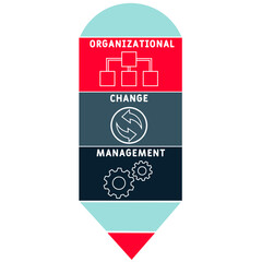 OCM - Organizational Change Management acronym. business concept background.  vector illustration concept with keywords and icons. lettering illustration with icons for web banner, flyer, landing 