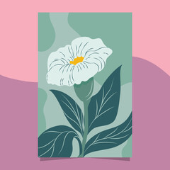 Floral illustration poster in turquoise green tone