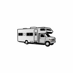 camper van - caravan - motor home isolated vector