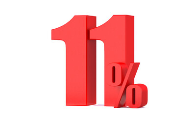 Obraz premium 11 Percent off 3d Sign on White Background, Special Offer 11% Discount Tag, Sale Up to 11 Percent Off,big offer, Sale, Special Offer Label, Sticker, Tag, Banner, Advertising, offer Icon