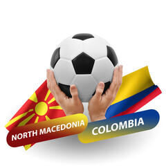 Soccer football competition match, national teams north macedonia vs colombia