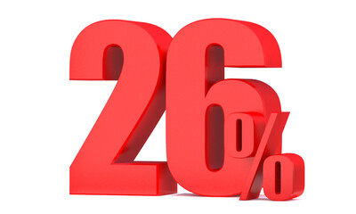 26 Percent off 3d Sign on White Background, Special Offer 26% Discount Tag, Sale Up to 26 Percent Off,big offer, Sale, Special Offer Label, Sticker, Tag, Banner, Advertising, offer Icon