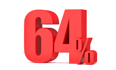 64 Percent off 3d Sign on White Background, Special Offer 64% Discount Tag, Sale Up to 64 Percent Off,big offer, Sale, Special Offer Label, Sticker, Tag, Banner, Advertising, offer Icon